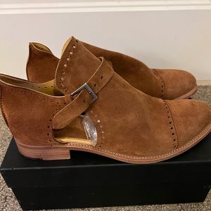 Office of Angela Scott cognac suede bootie women’s size 41